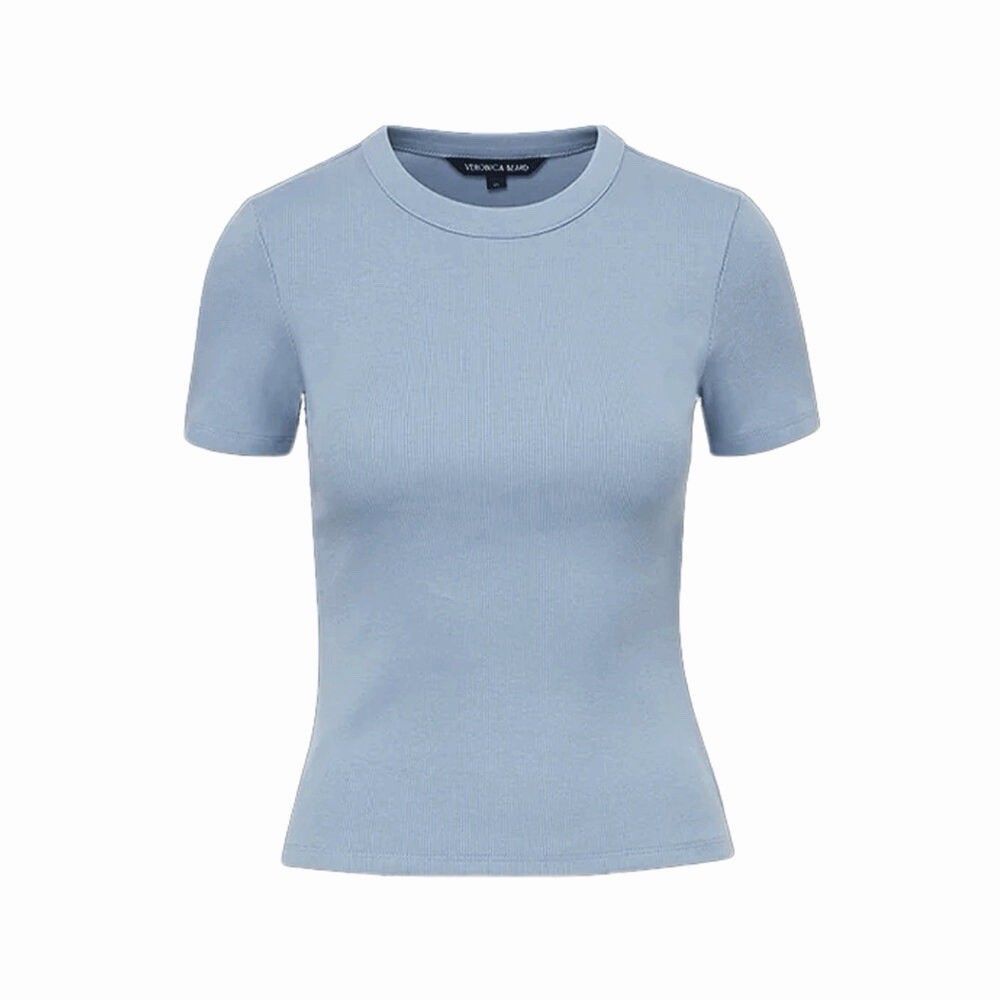 Veronica Beard Pruitt Tee Smoke Blue Sz Large (best For Med) Stretch Pima Cotton